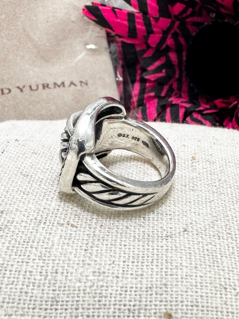 David Yurman .925 Diamond Square Buckle Cable Ring Size 5.5 - Picture 5 of 9